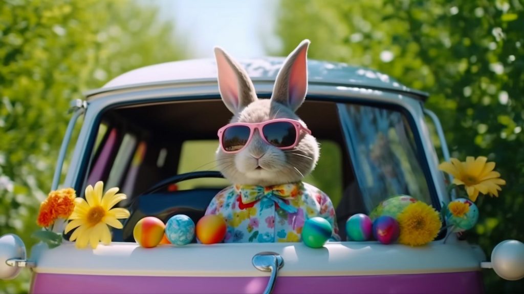 Easter Holidays - happy bunny celebrating